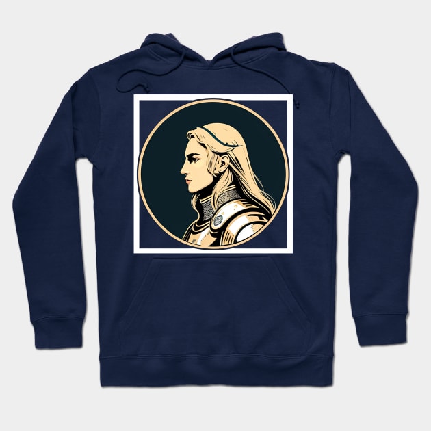 Royal Knight with Long Blonde Hair and Metal Armour Hoodie by CursedContent